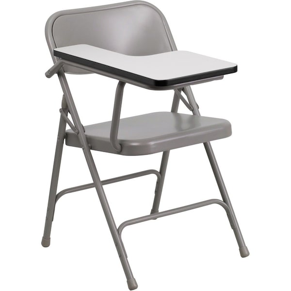 Flash Furniture Round Metal Tablet Arm Chair, Right Hand, Beige, Laminate, Grey HF-309AST-RT-GG - main
