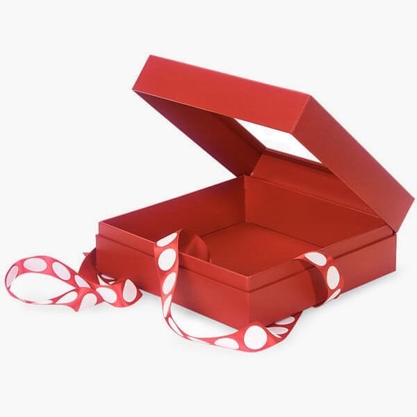 Nashville Wraps Solid Red Window Box with Ribbon, X-Large 7.75x7.75x3, 12PK BFB6RE - main