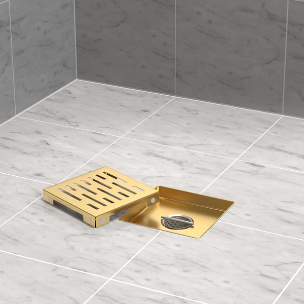 Hydroware Square Shower Drain, C06 Brushed Gold, 6 Inches HYD-0020 - main