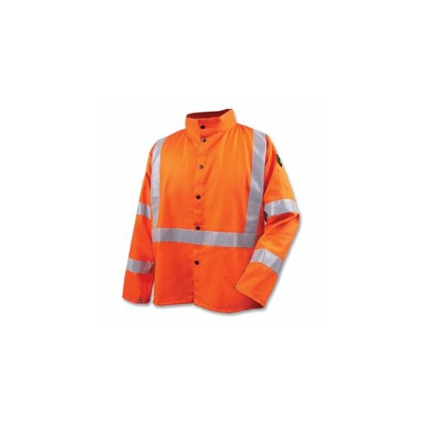 Black Stallion JF1012 FR Safety Welding Jacket with 2 in Reflective Tape, X-Large, 9 oz FR Cotton, Safety Orange 800-JF1012-OR-XLG - main