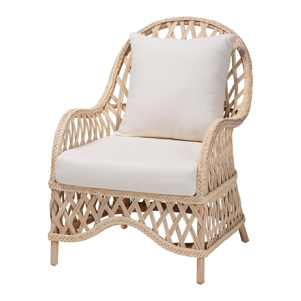 Bali & Pari Florence Bohemian Ivory Braided Rattan Arm Chair 248-13725-ZORO - main