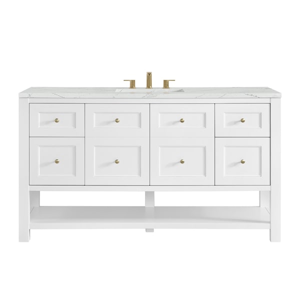 James Martin Vanities Breckenridge 60 in. Single Vanity, Bright White, w/ 3 CM Ethereal Noctis Quartz Top 330-V60S-BW-3ENC - main