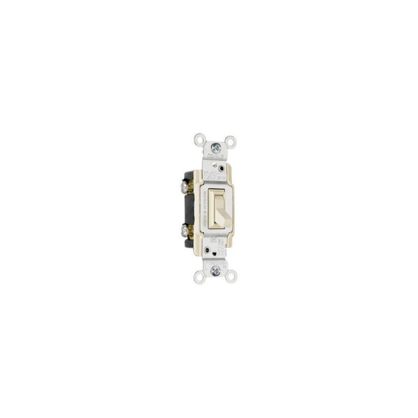 Pass & Seymour TradeMaster Series Toggle Switch, Ivory, 15 A, 120 VAC, Back Wire, Side Wire Terminal 663IGCACC10 - main