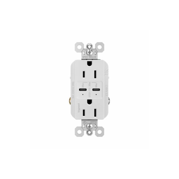 Pass & Seymour 15A WHT USB-C Outlet R26USBPDWCC6 - main