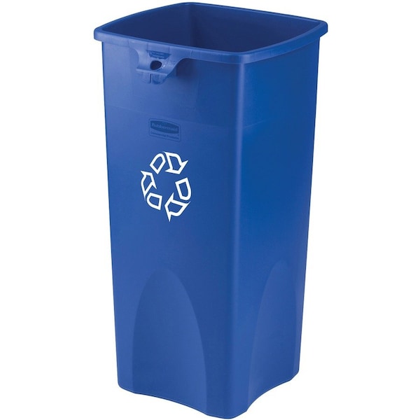 Rubbermaid Commercial 23 gal Square Recycling Bin, Open Top, Bronze Vein/Satin Brass, Plastic, 1 Openings FG356973BLUE - main