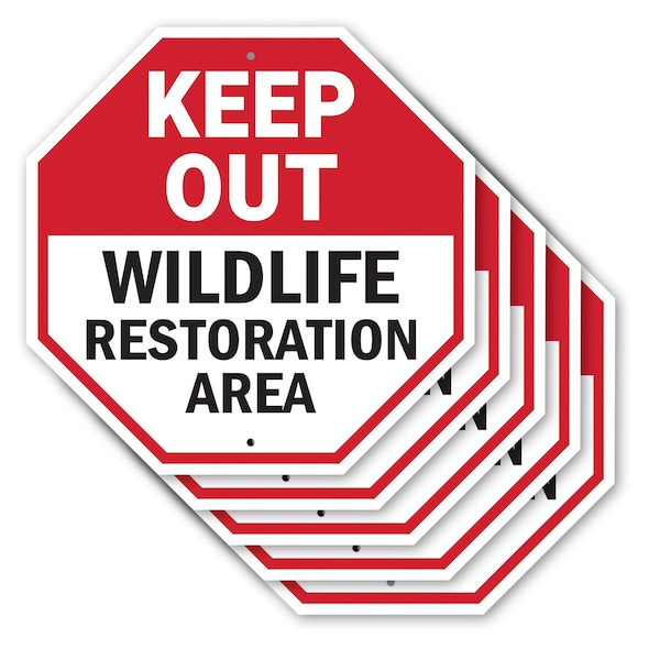 Signmission Keep Out Wildlife Restoration Area, 10 inch X 10 inch, Aluminum Metal Signs, 5PK OC-A-5Pack-10-344 - main