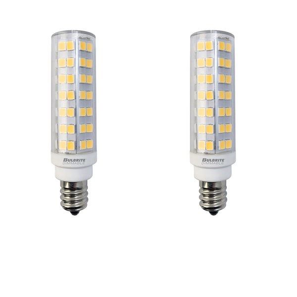 Bulbrite 70w Equivalent Dimmable Clear Mini T6 Candelabra Screw Base (E12) LED Mini Light Bulb, 2700K, 2PK 862642 - main