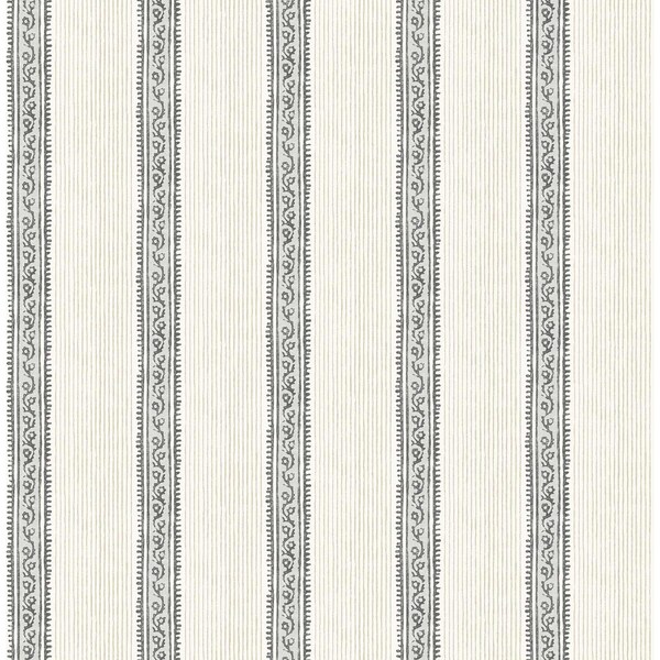Chesapeake Mandevilla Black Vine Stripe Wallpaper 4148-27426 - main