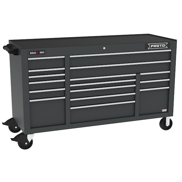 Proto 550 Series Rolling Tool Cabinet, 16 Drawer, Dual Black, 67 in W x 25 in D x 41 in H J556741B-16DBPD - main