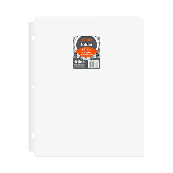 C-Line Products 8-1/2" x 11" White Two-Pocket 3-Hole Punch Heavyweight Poly Portfolio Folder, 1/EA, 25/BX 33937-BX - main