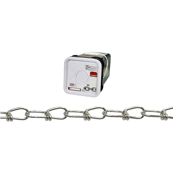 Campbell Chain & Fittings Double Loop Chain, No 2/0, 275 ft L, 255 lb Working Load, Low Carbon Steel, Zinc 075-2426N - main