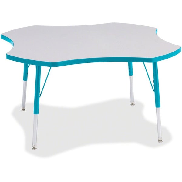 Jonti-Craft Berries Four Leaf Activity Table, A-height, Freckled Gray/Teal/Gray 6453JCA005 - main
