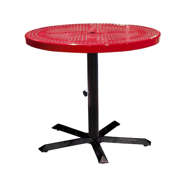 Leisure Craft 36" Round Perforated Pedestal Table, Portable, 30"H, Red 36TAB30-RED - main