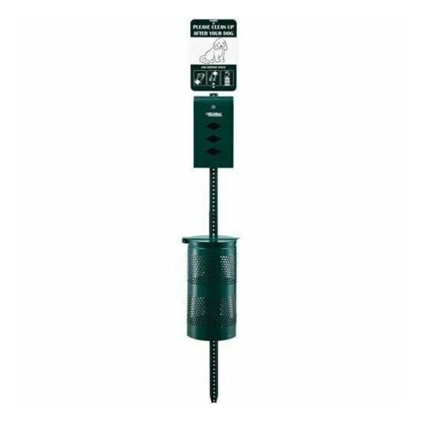 Global Industrial Steel Pet Waste Station With Rolled Waste Bags, Green 695795 - main