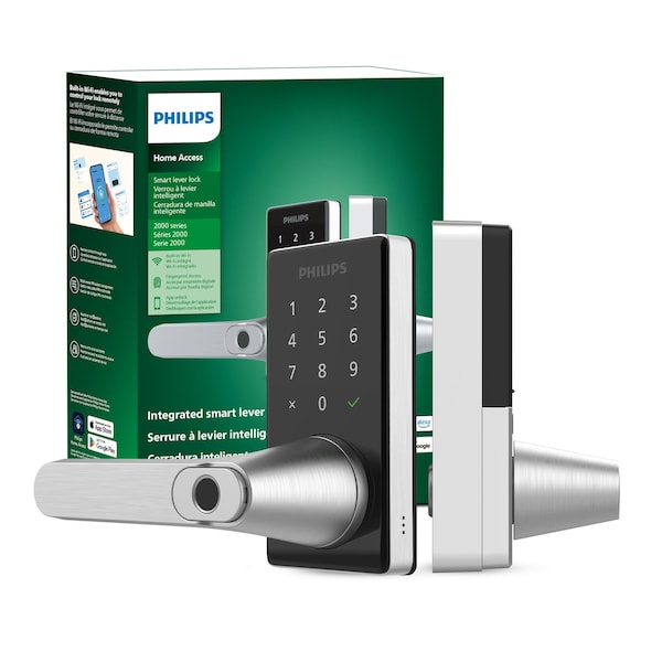 Philips Wi-Fi Smart Deadbolt Lock/Lever All in One Combo with Fingerprint Reader DDLOM1020X-1HW-SL - main
