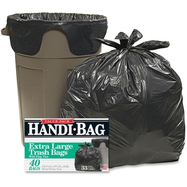 Webster 33 gal Trash Bags, M, 0.70 mil (18 Micron), Black WBIHAB6FTL40 - main