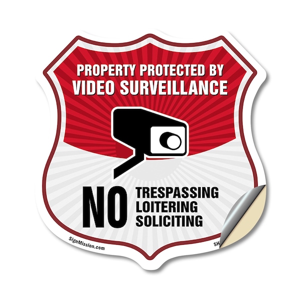 Signmission Video Surveillance Shield Sign Property, 18 Inch X 18 Inch, Vinyl Decal SHI-D-18-472 - main