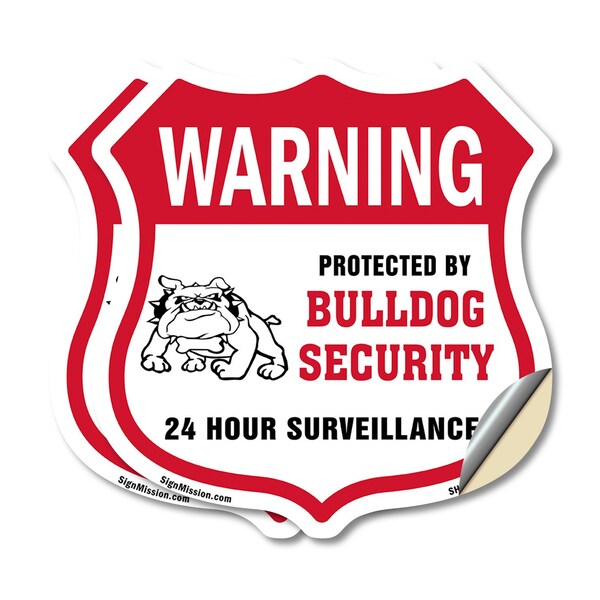 Signmission 24 Hour Surveillance Shield Sign Warning, 12 inch X 12 inch, Vinyl Decal, 2PK SHI-D-2PACK-12-350 - main