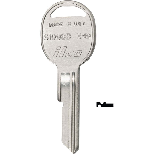 Kaba Ilco GM Nickel Plated Automotive Key, B45 / S1098H, 10PK AL3481800B - main