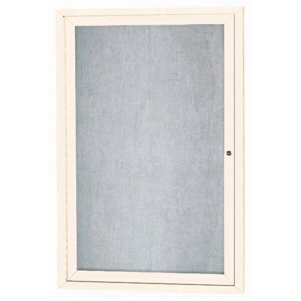 Aarco Outdoor Enclosed Bulletin Board w/ Al Frame, Standard Vinyl, Frame is Powder Coated Ivory, 36''Hx24''W ODCC3624RIV - main