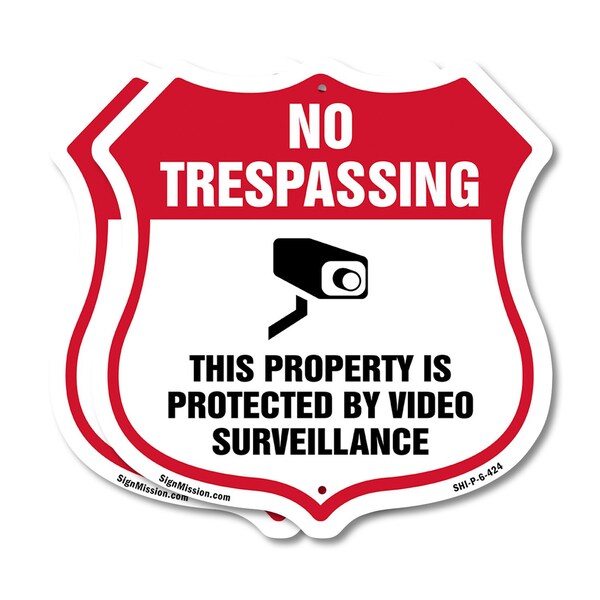 Signmission No Trespassing Shield Sign This Property, 6 inch X 6 inch, Plastic Sign, 2PK SHI-P-2PACK-6-424 - main