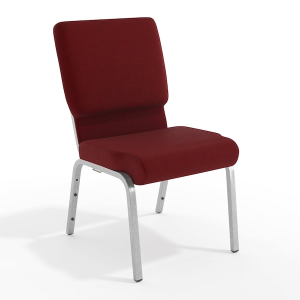 Flash Furniture Fabric Church Chair, Silver Frame, Brgundy XU-CH-60096-BY-SILV-GG - main
