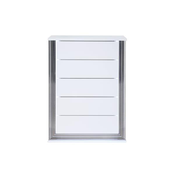 Homeroots 49" White Wood Lighted Five Drawer Dresser 564702 - main