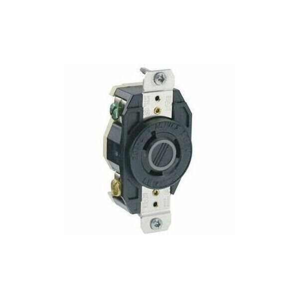Leviton Flanged Locking Receptacle, L7-20R, 20 A, 277V AC, Single Phase, 2 Pole, Flush Mount, Black 2330 - main
