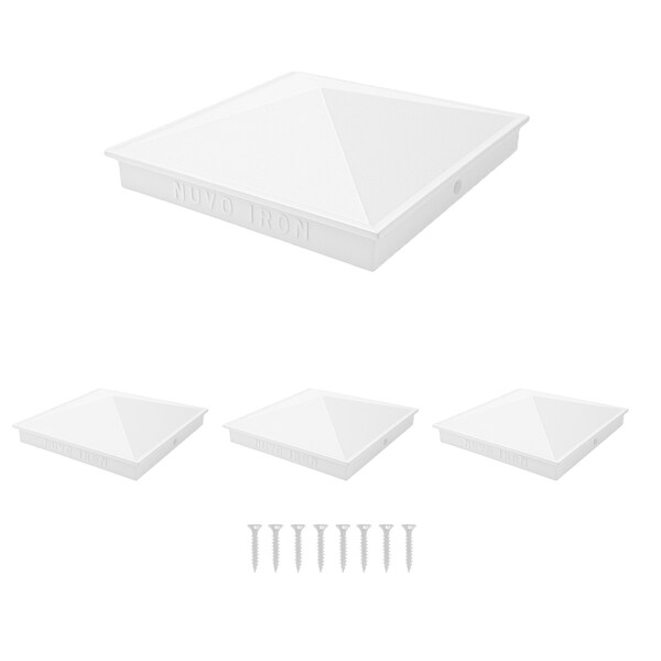 Nuvo Iron 6-in x 6-in Nominal & Undressed Aluminum Ornamental Pyramid White Post Cap, 4PK PCP14LN-WEC-IP4 - main