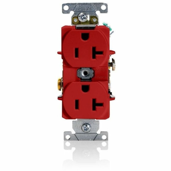 Leviton Duplex Straight Blade Receptacle, 5-20R, 20 A, 125V AC, 2 Pole, 3 Wire, Flush Mount, Grounded 5362-SR - main