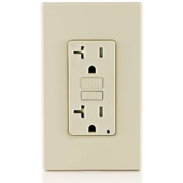 Leviton GFCI Receptacle, 20A, 125Vac, 5-20R, Almond GFTR2-T - main