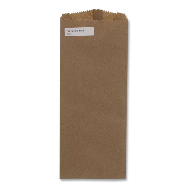 Ross & Wallace Paper Products Grocery Paper Bags, Liquor Pint Size, 35# Basis Weight, 4 x 2.5 x 11.5, Brown, 500PK 020331500PK/BL - main