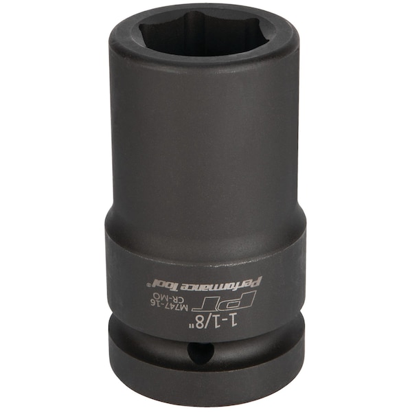 Performance Tool 1 in. Dr. 1-1/8 in. Deep Impact Socket, Chrome Moly, Black Phosphate M747-16 - main