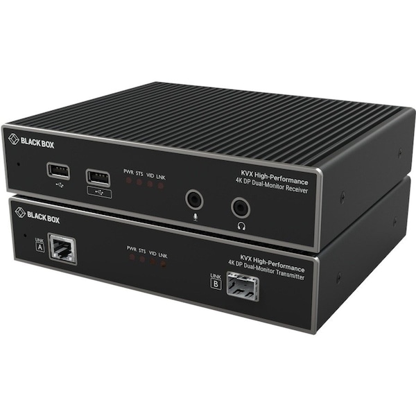 Black Box BLACK BOX KVM Extender over CATx/Fiber - Dual-Monitor, 4K DisplayPort, USB 2.0 Hub, Serial, Audio KVXHP-200 - main