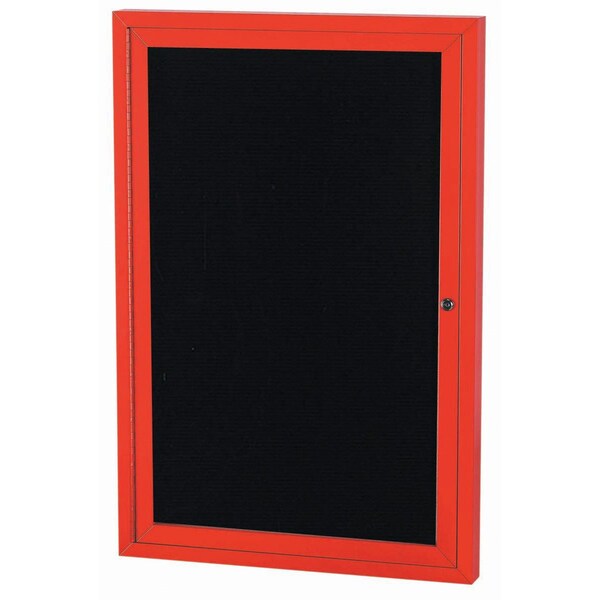 Aarco Enclosed Letter Board Directory w/ Powder Coated RedAluminum Frame, 48''Hx36''W, 1 Door ADC4836R - main