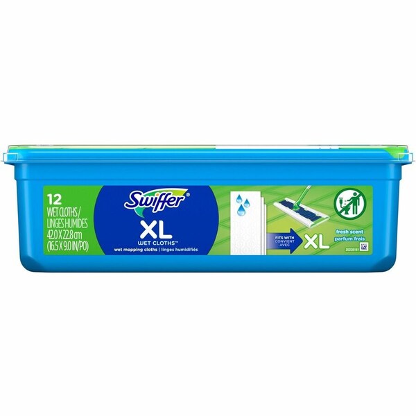 Swiffer Max/XL Wet Refill Cloths, 16.5 x 9, White, 12 Cloths, 6PK 74471 - main