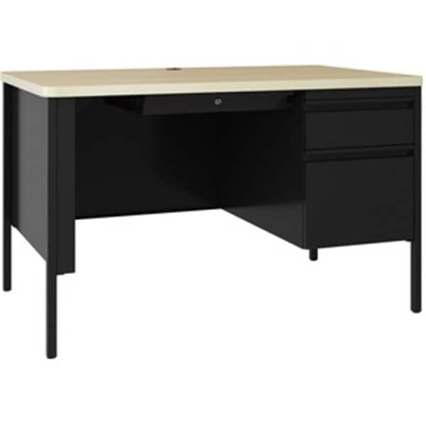 Lorell 30 x 48 in. Single-Pedestal Teachers Desk, Black & Maple LLR03156 - main