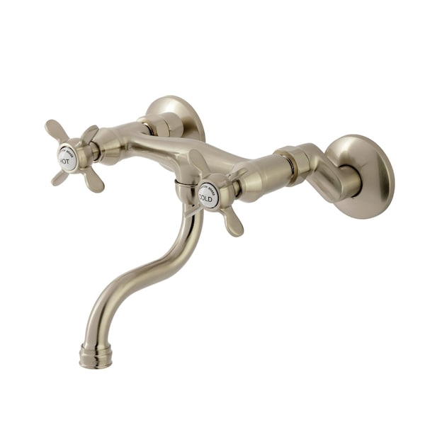 Kingston Brass Double-Handle Wall Mount Bathroom Faucet, Brushed Nickel KS2118BEX - main