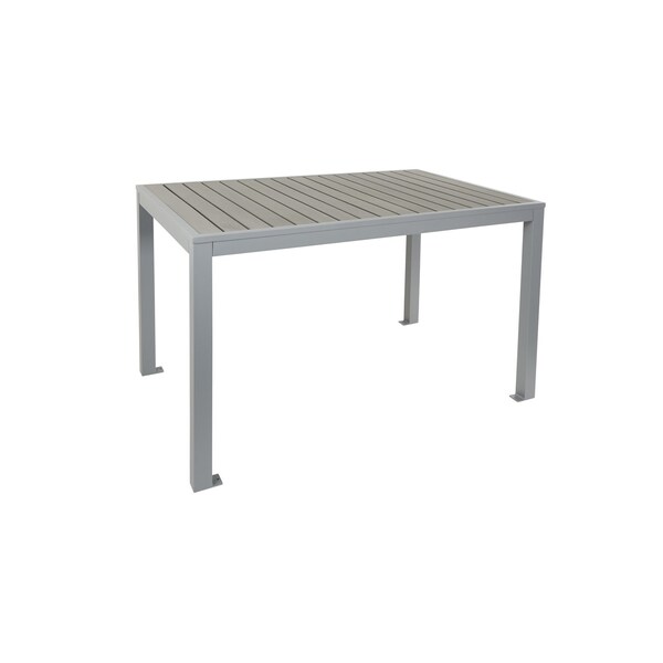 Bfm Seating Seaside 4-Leg Bolt-Down Table 31x48, Synthetic Gray Teak Top, Soft Gray Frame PH4L3148GRSG - main