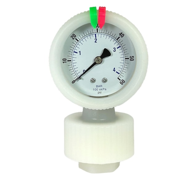 Kodiak Controls PVDF Pressure Gauge, PTFE Diaphragm, 2.5 in Dial, 1/2 in NPT, 0-60 psi KC701LD-2ST25-60 - main