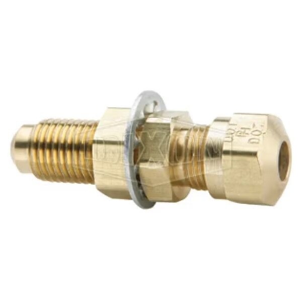 Dixon Air Brake Bulkhead Union, 3/8 in x 17/32-24, Tube x Straight Thread, Brass, Domestic 62NFBH6 - main