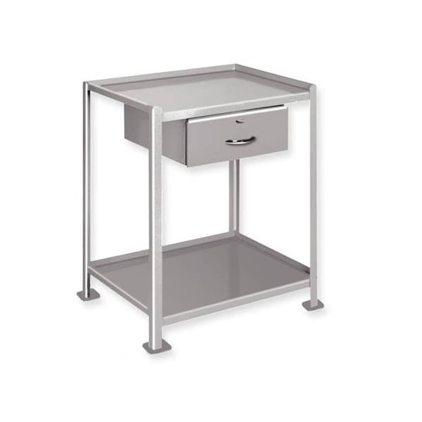Pucel Utility Table, 23 in W x 31 in H x 24 in D, Two Shelves with 1 Drawer, 5 in Casters, Gray TU-2324-2-1D-C5 - main