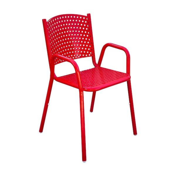 Leisure Craft 31 5/8" Tall Dining Height Stackable Perforated Chair, Red C1-PERF-RED - main