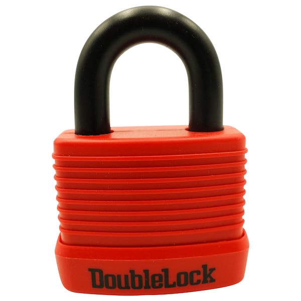 Doublelock OSPREY, Marine-Grade Small Padlock, 30 mm. 1-Piece Brass and Aluminum with Red Cover 890-230A - main