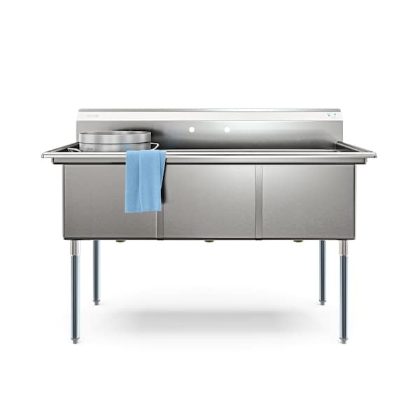 Koolmore 60 in. Three Compartment Commercial Sink, Bowl Size 18x24x14 in 18-Gauge Stainless-Steel KM-SC182414-N3 - main