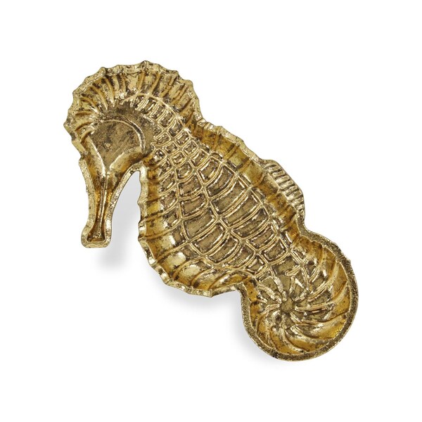 Homeroots 10in Gold Sea Horse Cast Iron Vanity Tray 483173 - main
