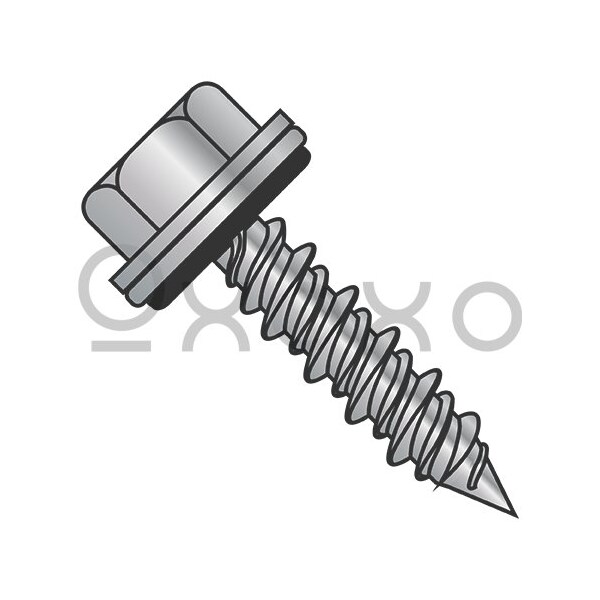 Oxoxo 10-16X1 1/2 Pole Barn Screw Type17 Hi-Lo, Bonded NEO EPDM Unsl Hex Wash Mechanical Galv F/T, 2000PK 522196 - main