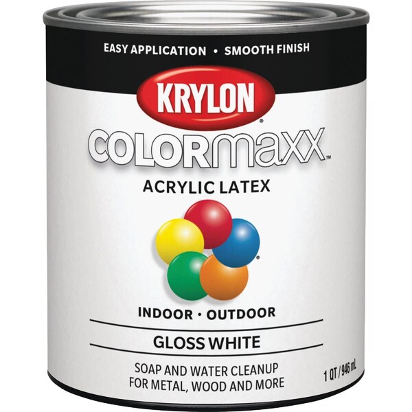 Krylon ColorMaxx Gloss Interior/Exterior Wall Paint Wht 1 Qt. K05625007 - main