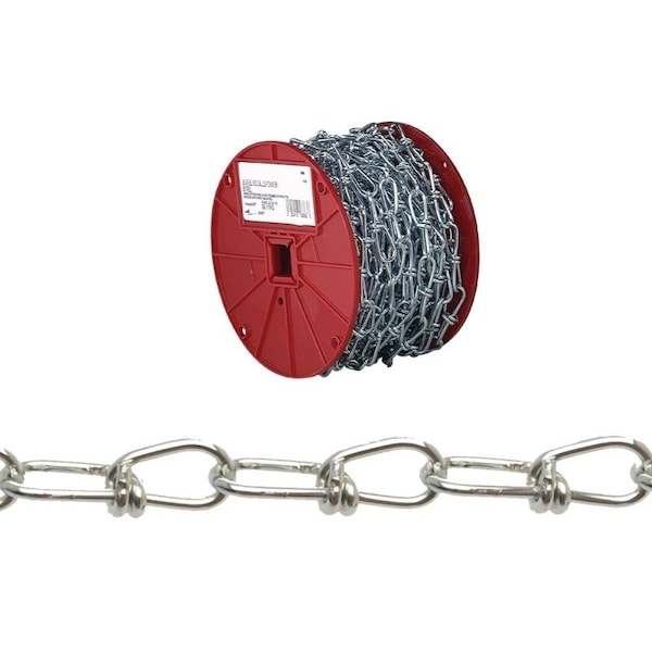 Campbell Chain & Fittings Double Loop Chain, 365 lb Working Load Limit, 4/0, Low Carbon Steel, Zinc, 100 ft L 0724627N - main