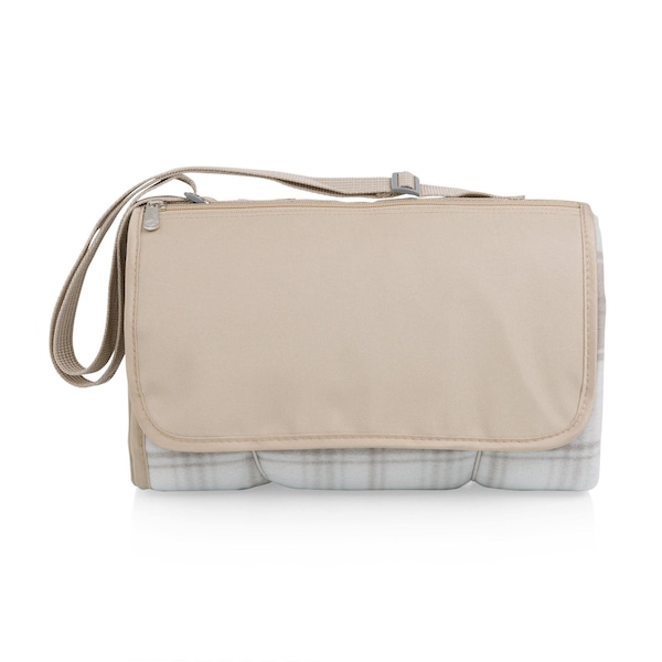 Picnic Time Family Of Brands Blanket Tote Outdoor Picnic Blanket, Neutral Plaid 820-00-290-000-0 - main